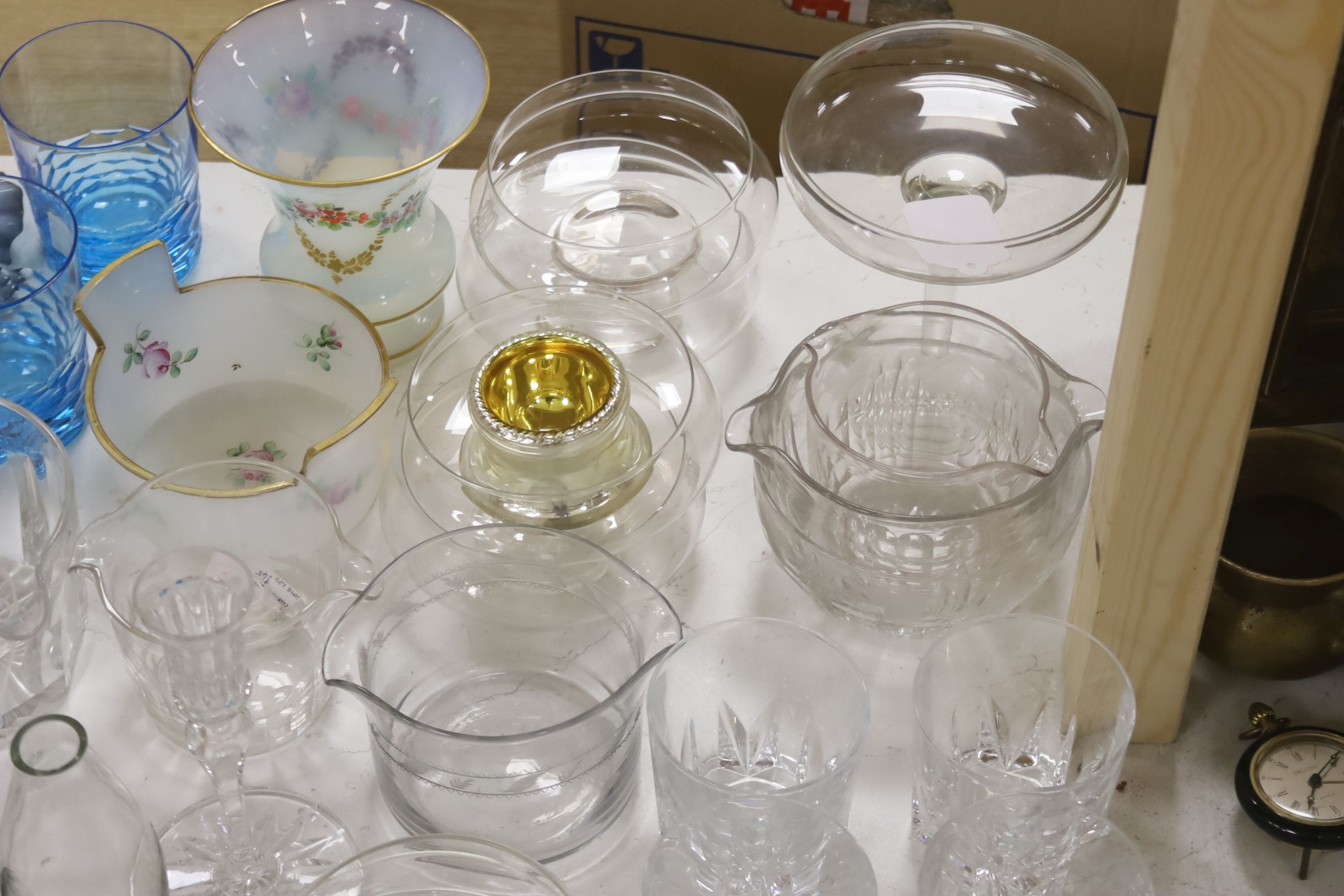 A collection of 19th century glass rinsers, tumblers, vases, etc.